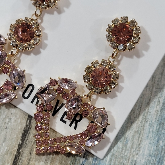 Forever 21 Pink and Gold Floral Drop Earrings - Picture 5 of 6